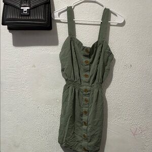 Love Tree Olive Button-Down Mini Dress